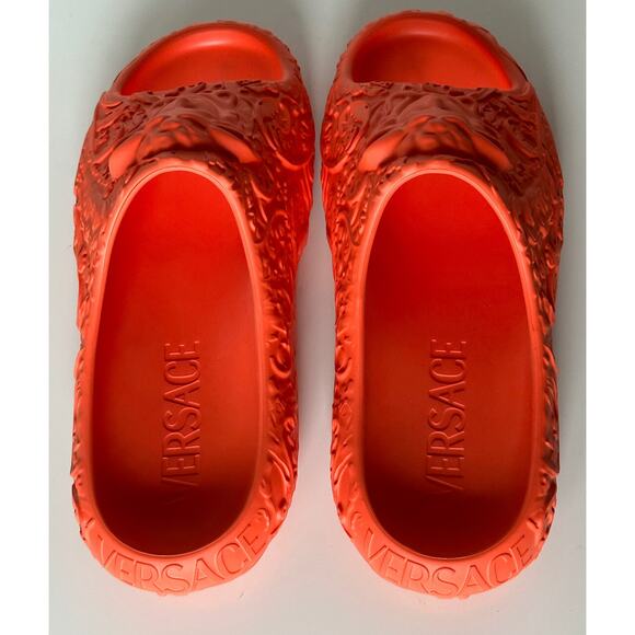 NIB $525 Versace Medusa Head Slides Pool Sandals Orange 13 US (46) 1005746 IT - Picture 8 of 14